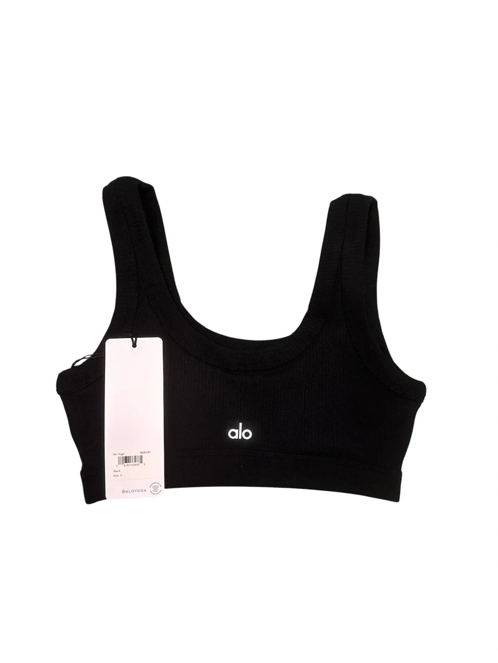 ALO Yoga NWT Black Wellness Ribbed Crop Sports Bra Top